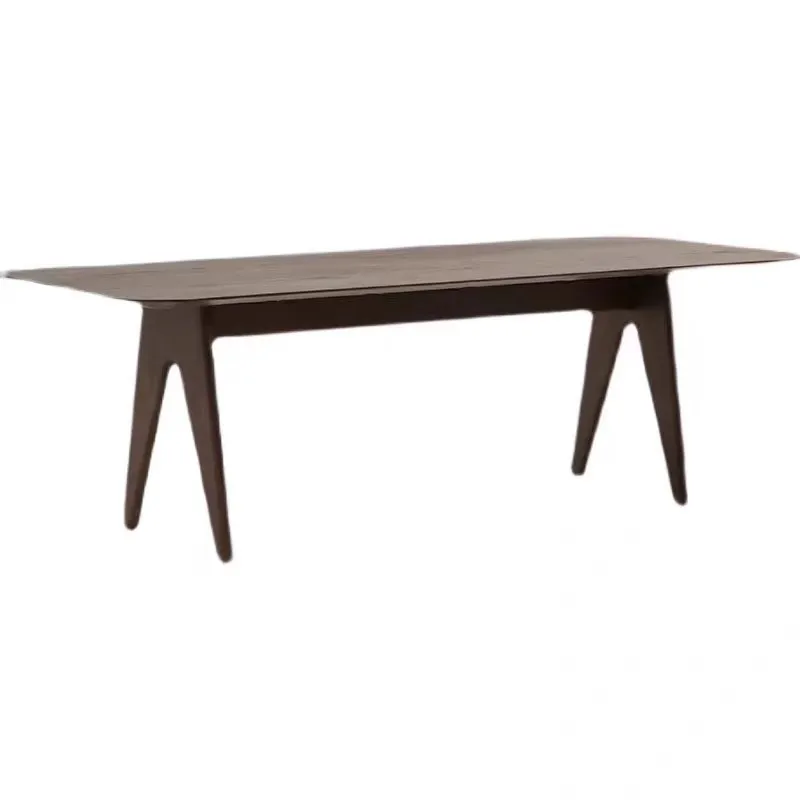 

Nordic minimalist home dining table designer ash wood simple office negotiation wabi sand solid wood rectangle