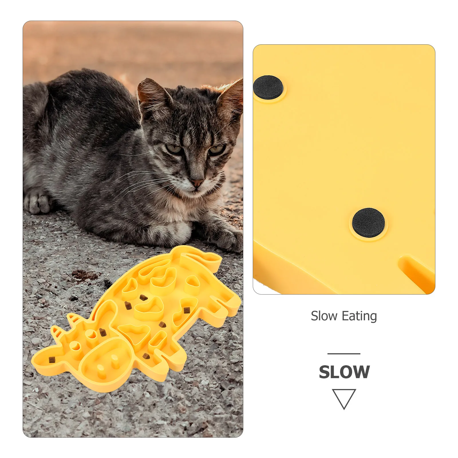 

Pet Slow Feeder Bowl Durable Reusable Silicone Non-Slip Base Easy Clean Large Capacity Indoor Pet Feeding Dish Prevents Fast