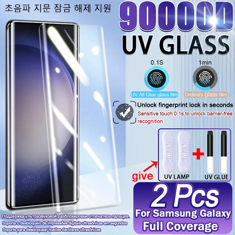 Szkło hartowane HD UV do Samsung Galaxy S23 S22 S21 S20 S24 Plus Ultra FE Pełna osłona ekranu do Note 20 10 S10 Lite 5G