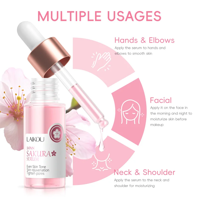 Sakura wybielające serum do twarzy 30ml nawilżające zapobiegające wysuszeniu olejek eteryczny do twarzy zwiększający elastyczność gładka zmiękczająca pielęgnacja skóry