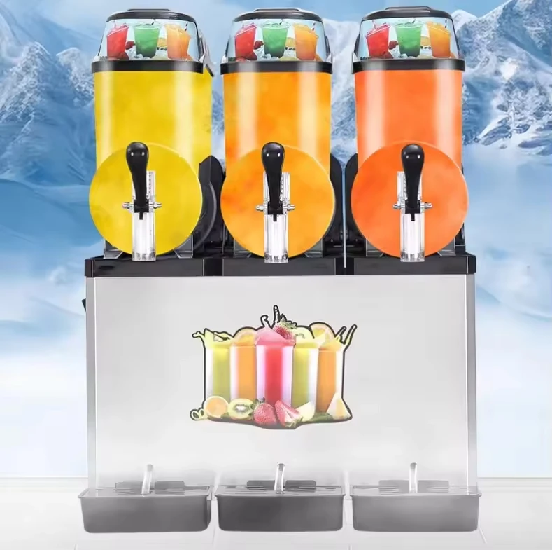 Factory 3*12L Frozen Drink Slush Machine Commercial Use Large Capacity Dispenser Cheap for Smoothie Shop Café