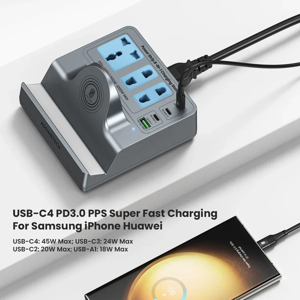 حامل شاحن سريع USB لاسلكي ، مقبس شحن سريع 45 PD ، محول شحن سريع لهاتف iPhone 14 ، 13 ، لاب توب susmi ، 72W