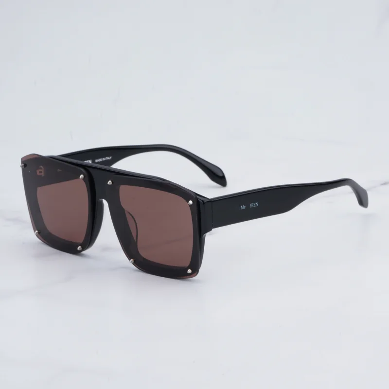 

2023 New Arrive Light Luxury High Street Square Sunglasses for Men Fashional Eyewear Clear Brown Acetate Solar Glasses