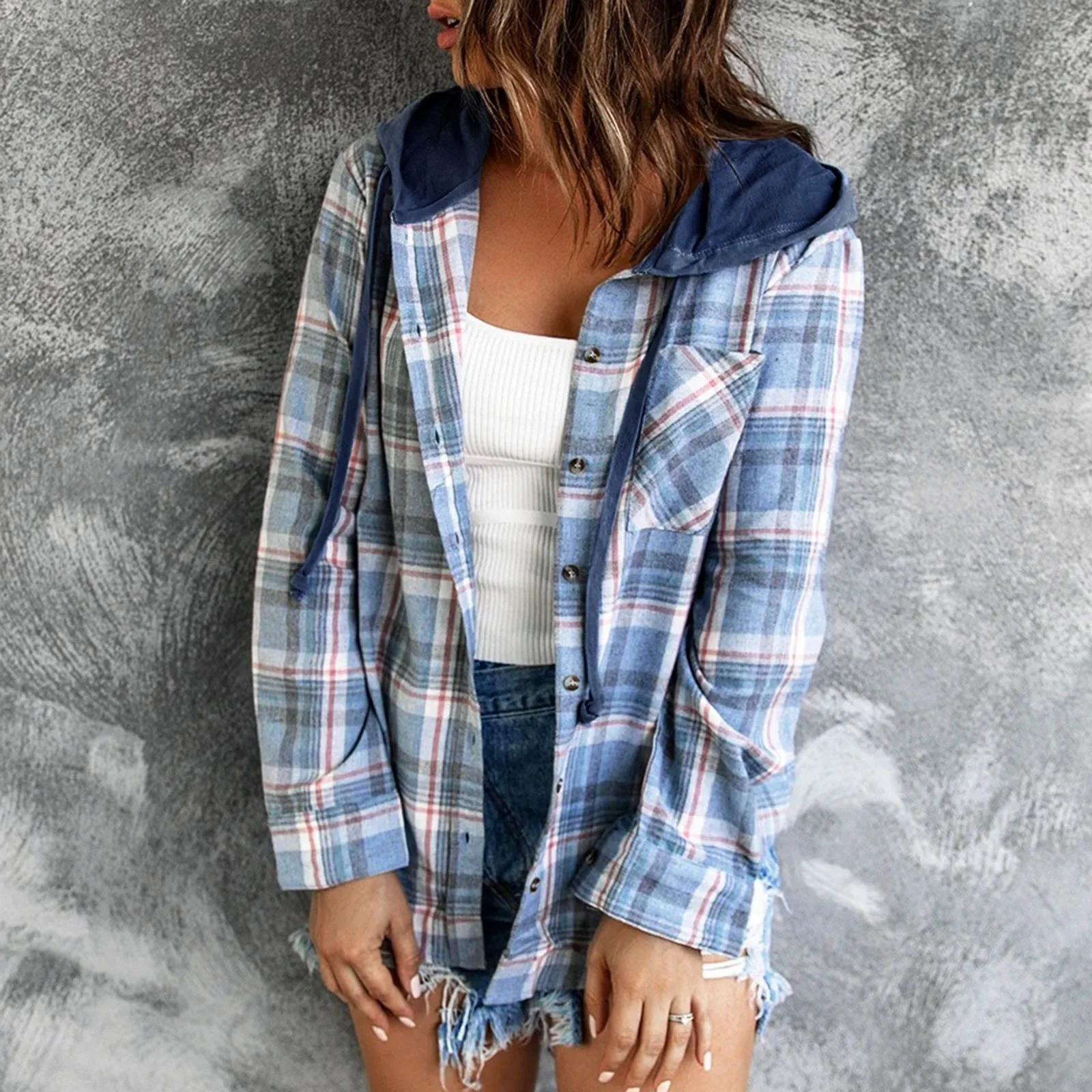 Women Hoodies Shirt Jacket Coat Autumn Winter Button Down Casual Long Sleeve Plaid Shirts Female Blouse And Tops Coat Blusas