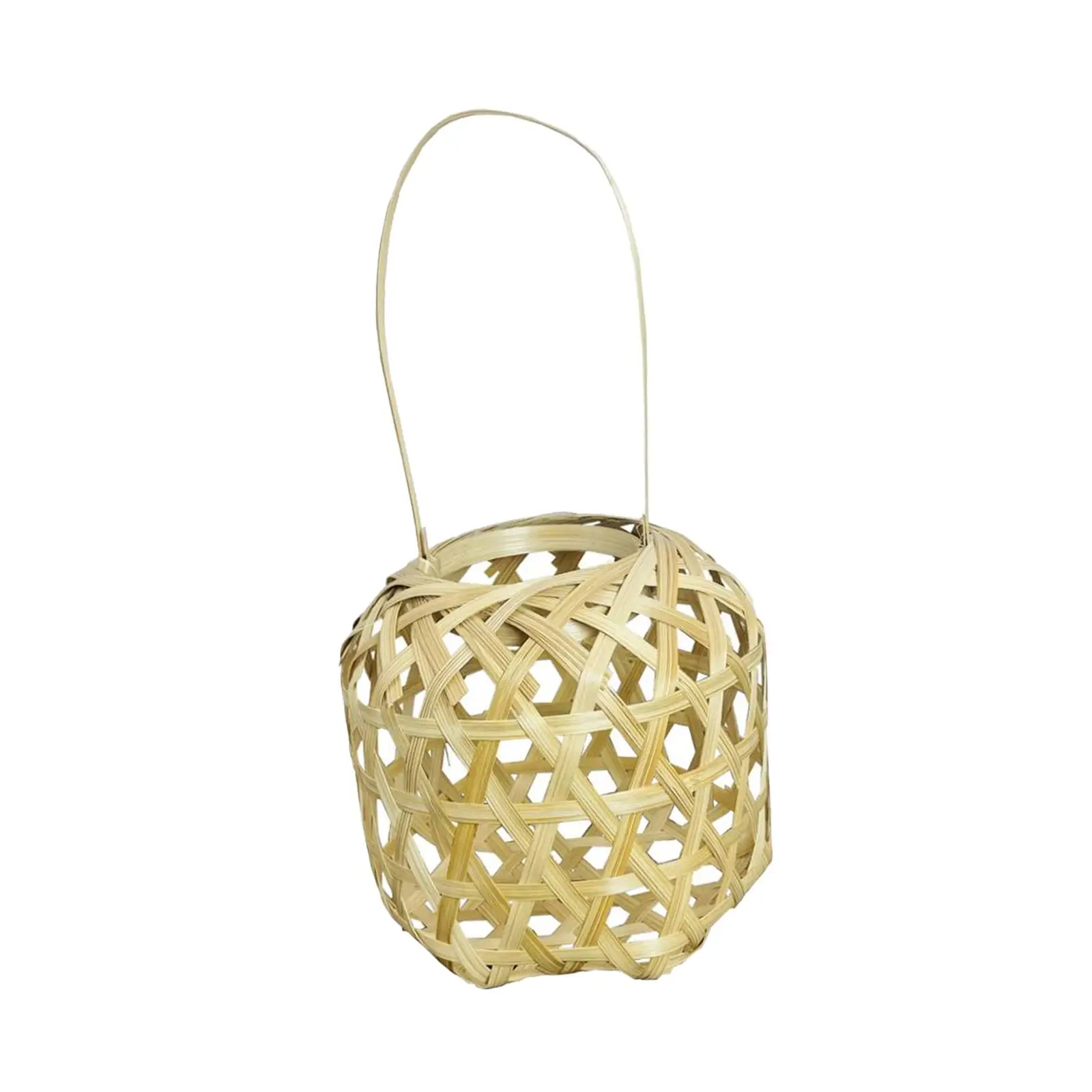 Hanging Lantern Outdoor Lantern with Handle Rustic Handcrafted Lampshade Woven Light DIY Lantern for Bedroom Farmhouse Patio
