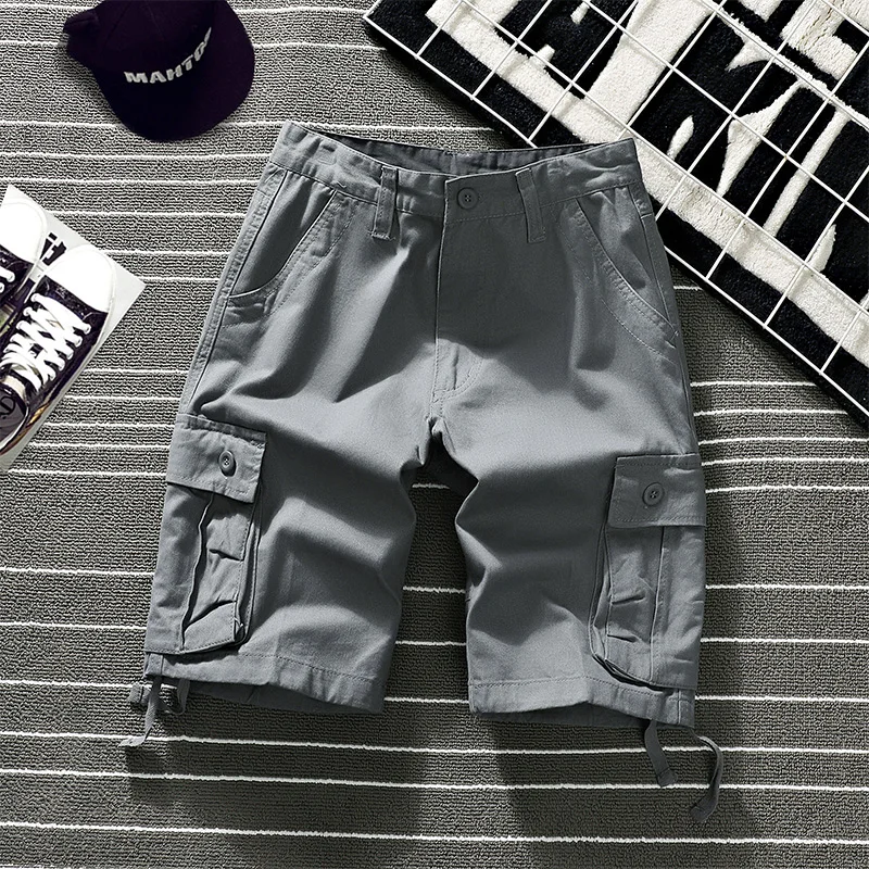 Mùa Hè Quần Shorts Nam Thời Trang Áo Liền Quần Bên Túi Rời Quá Khổ Chạy Bộ Quần Chạy Bộ Cotton Thoải Mái Quần Đi Biển