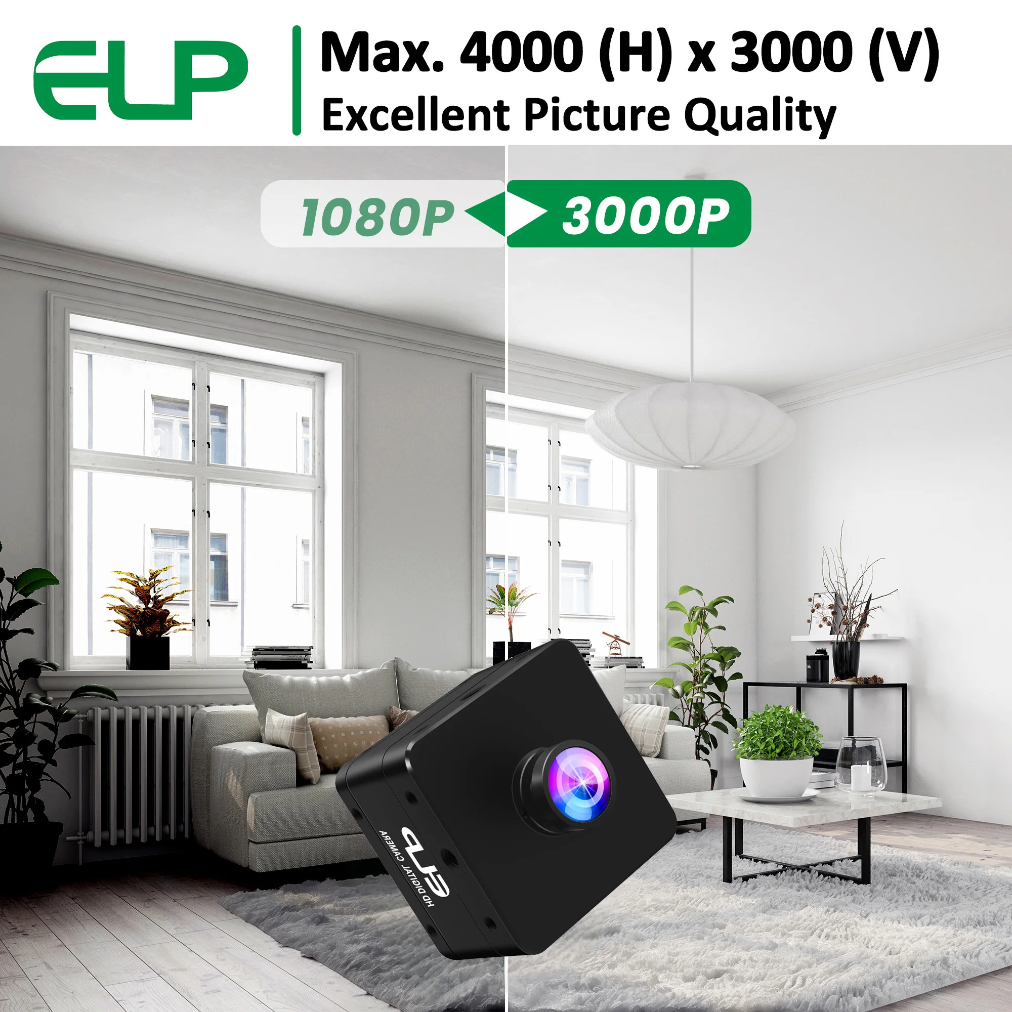 High Speed 230fps/60fps/30fps 12MP USB 3.0 Webcam No Distortion 88° Fixed Focus UVC Plug & Play USB Camera for LiveStreaming
