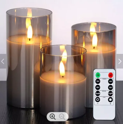 Amazon Hot Selling 3D Real Flame Pillar Gold Glass Home Decoration Remote Timer 4 8 Hours Flameless flickering LED Candle Valent