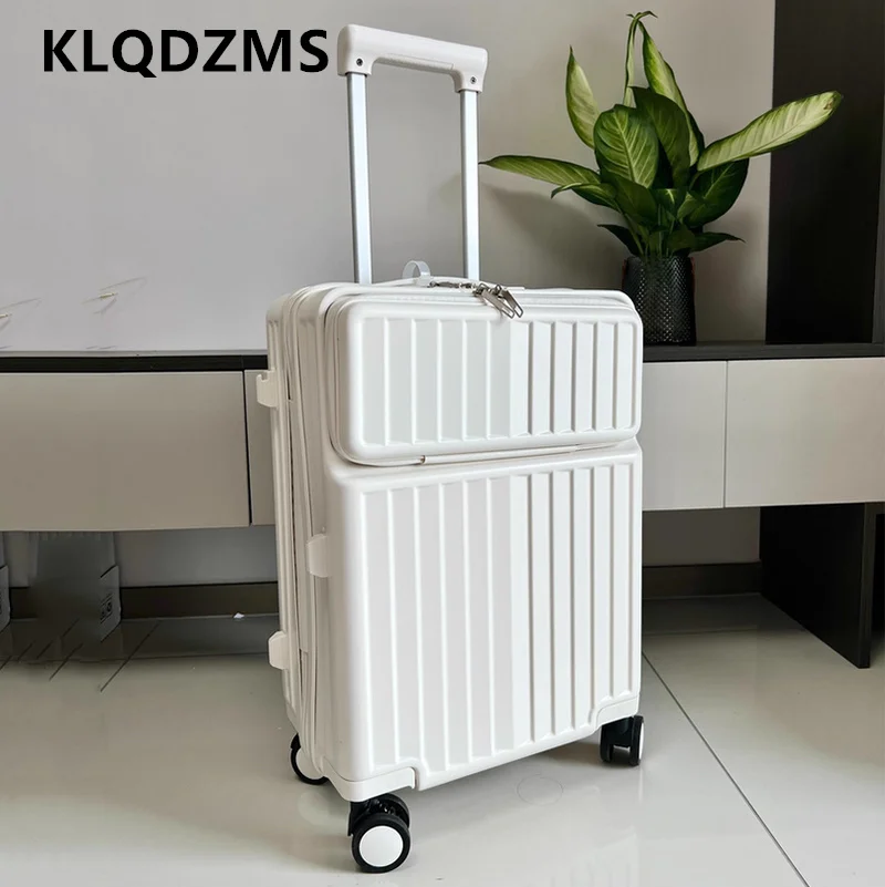 

KLQDZMS 22"24"26"28Inch Luggage 20 Inch PC Boarding Case Front Opening Laptop Trolley Case USB Charging Men's Cabin Suitcase