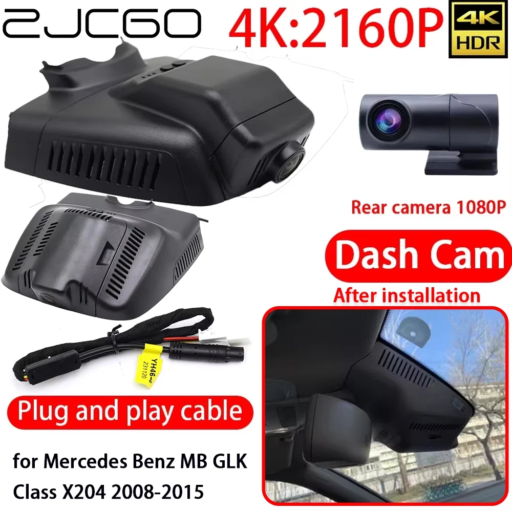 

ZJCGO for Mercedes Benz MB GLK Class X204 2008-2015 Video Recorder 4K DVR Dash Cam Wifi Front 2160P Rear Car Camera 24h Monitor