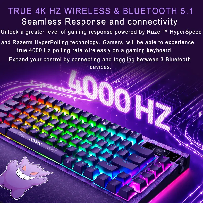New Razer Pokemon Gengar Edition BlackWidow V4 Pro 75% Wireless