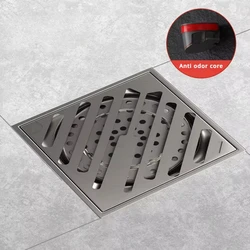 Anti odor floor drain with stainless steel wire drawing technology for bathrooms and balconies with large drainage capacity