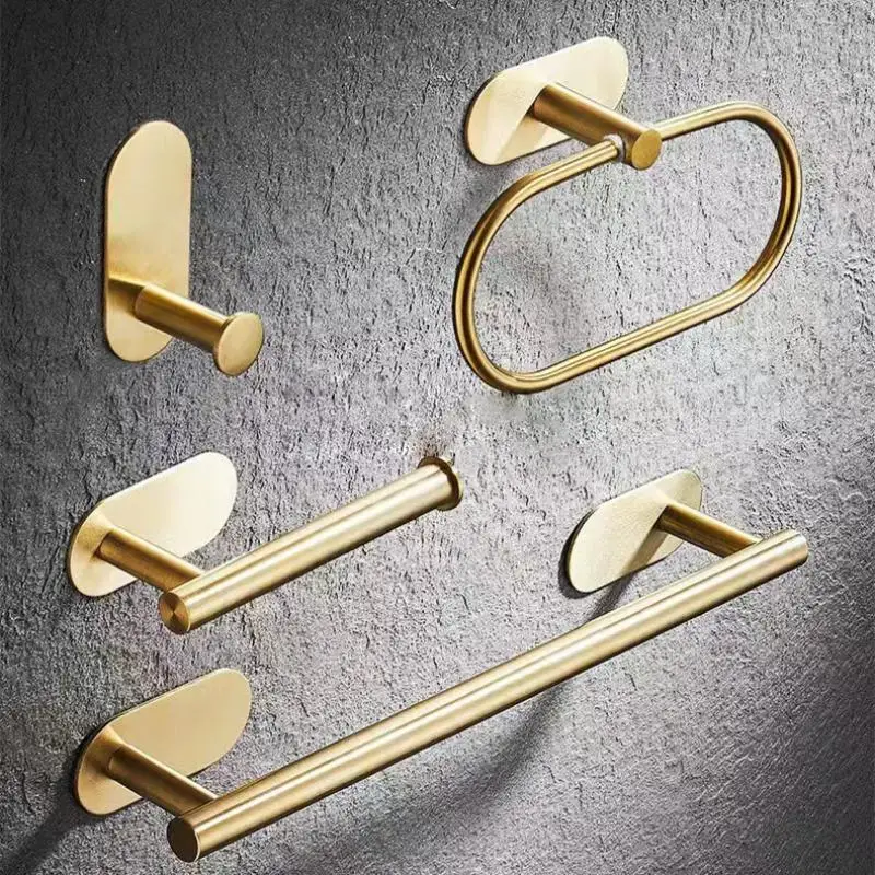 Durable Towel Holder Self-adhesive No Drilling Bathroom Hook Stainless Steel Bathroom Organizer Kitchen Storage Rack