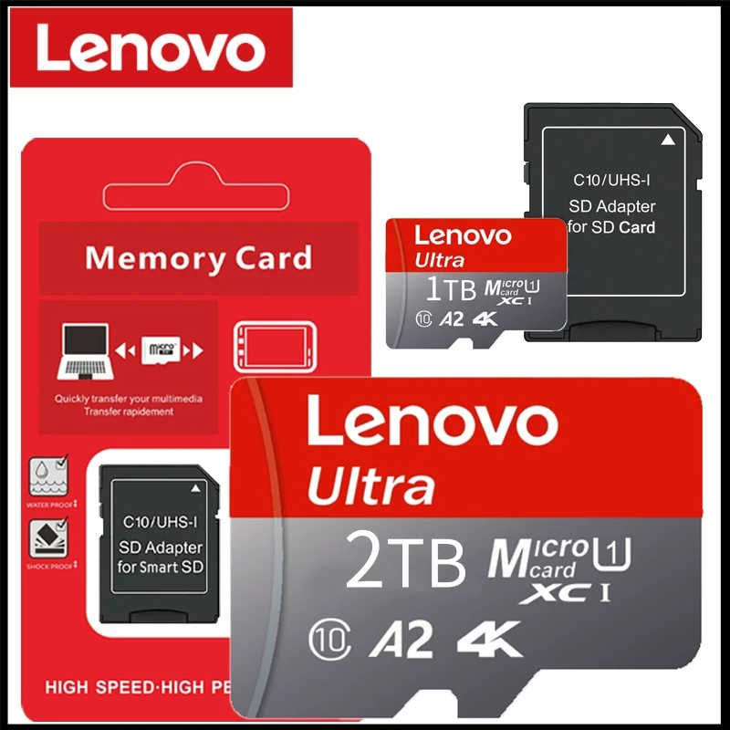 Image of Lenovo 2 TB TF SD-Karte, Speicherkarte, Hochgeschwindigkeits-TF/SD-Mini-Speicherkarte, Klasse 10, 128 GB, 256 GB, 512 GB, 1 TB, für Kamera/Telefon/Computer