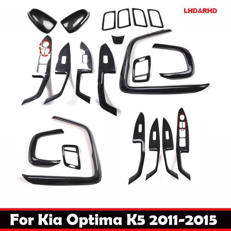 LHD RHD For Kia Optima K5 2011-2015 ABS Front Air Vent Steering Wheel Inner Door Handle Window Switch Interior Trim accesorios