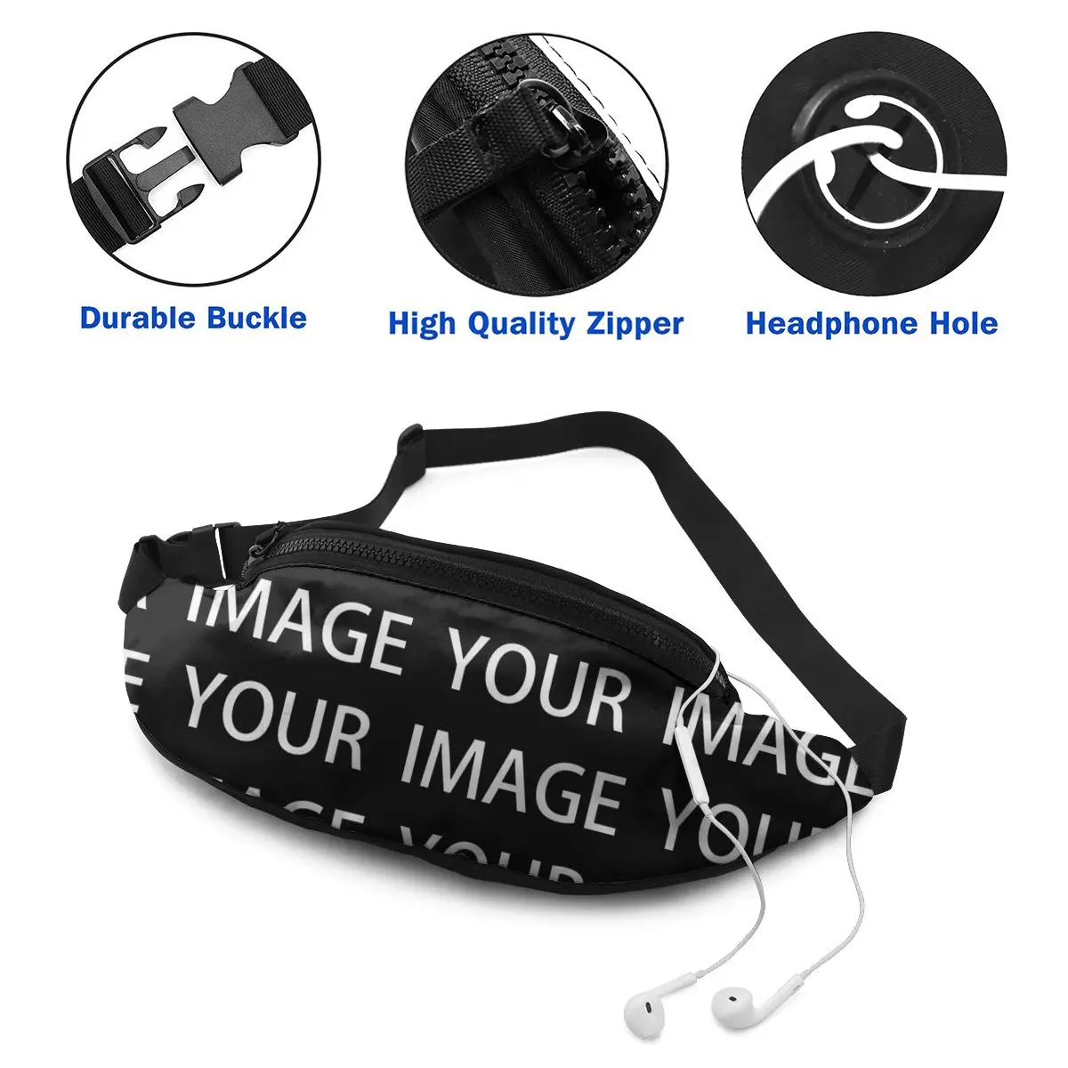 Your Image Custom Made Waist Bag Custom Design Your Own Waist Pack Customized Polyester Print Bag