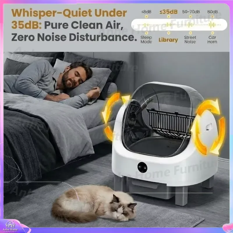 Automatic Self-Cleaning Cat Litter Box Open Top Design with App Control Safety Sensors Extra Large Capacity for Multiple Cats