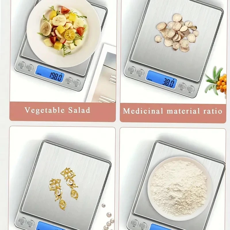 Digital Kitchen Scale Stainless Steel Food Scale with LCD Display for Precise Weighing of Cooking Ingredients Diet gallery 1