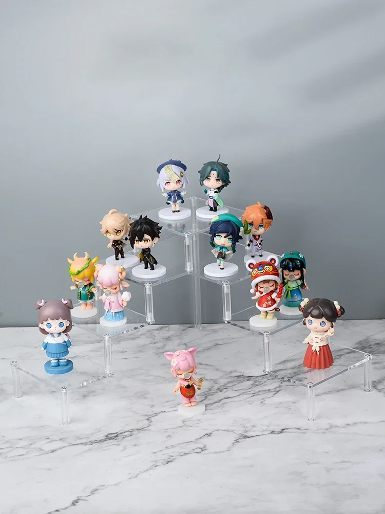 Transparent Acrylic Right-Angle Step Shelf For Corners, Cabinets Acrylic Display Shelf For Blind Box Toys, Car Models