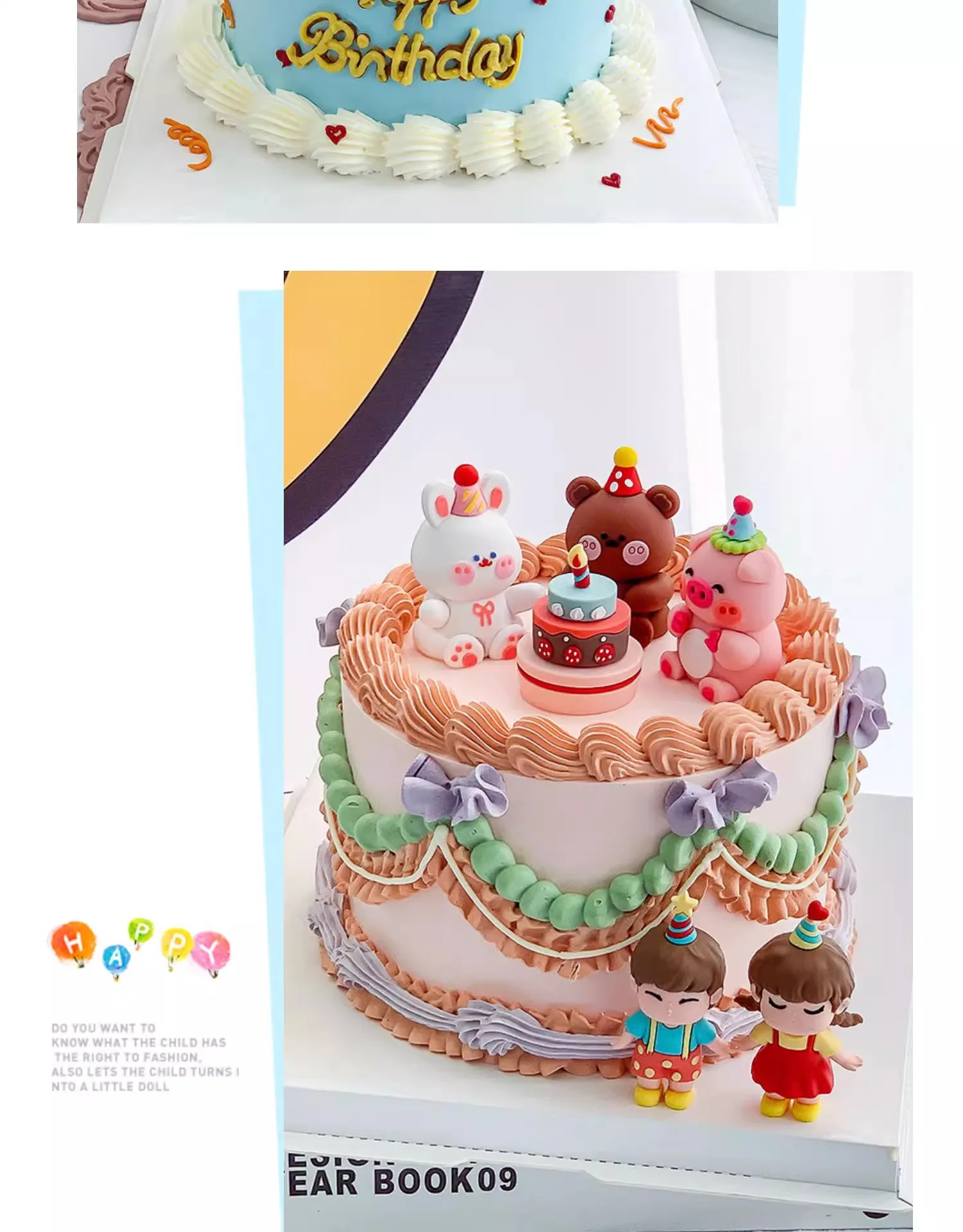 Cartoon Party Tier Kuchen Topper 3D INS Bär Osterhase Chinesisches Sternzeichen für Kinder Alles Gute zum Geburtstag Dekorationen Jungen oder Mädchen Geschenke – Detail 3