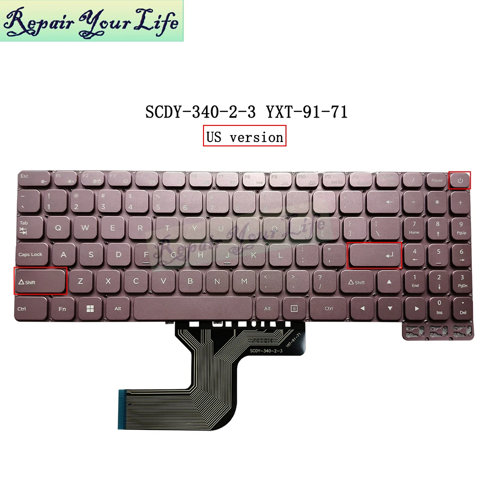 Brand new US keyboard SCDY-340-2-3 YXT-91-71 for Azerty AZ-1511 Rose Gold