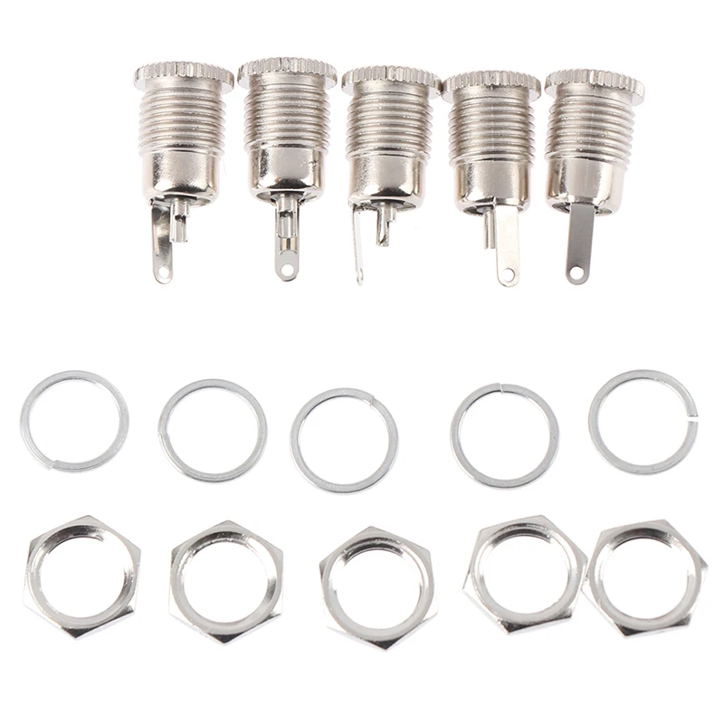 5Pcs All-copper Metal 5.5*2.5mm Metal Female Socket DC Power Socket DC099 Socket Monitoring Power Supply Installation Connector