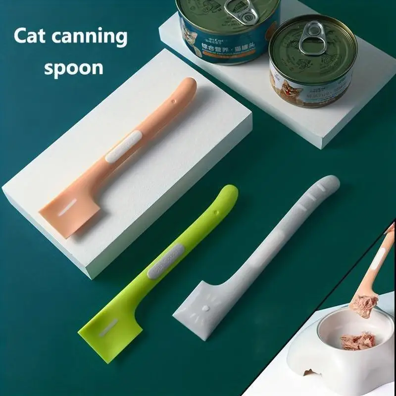Cat Food Spatula for Dog and Cat Feeding Supply, Multifunctional Long Handled Pet Wet Food Mixing Spoon Pet Tableware
