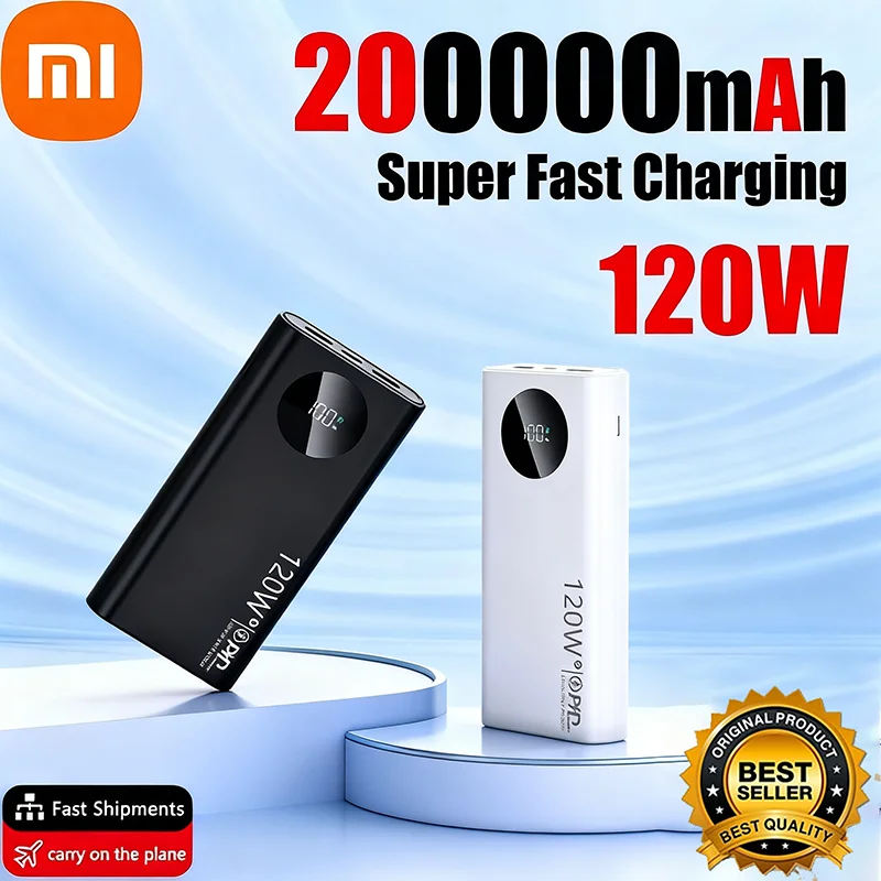 Xiaomi 120W 200000mAh Large Capacity Power Bank Fast Charging Portable Power Bank Battery Charger For iPhone Samsung Huawei