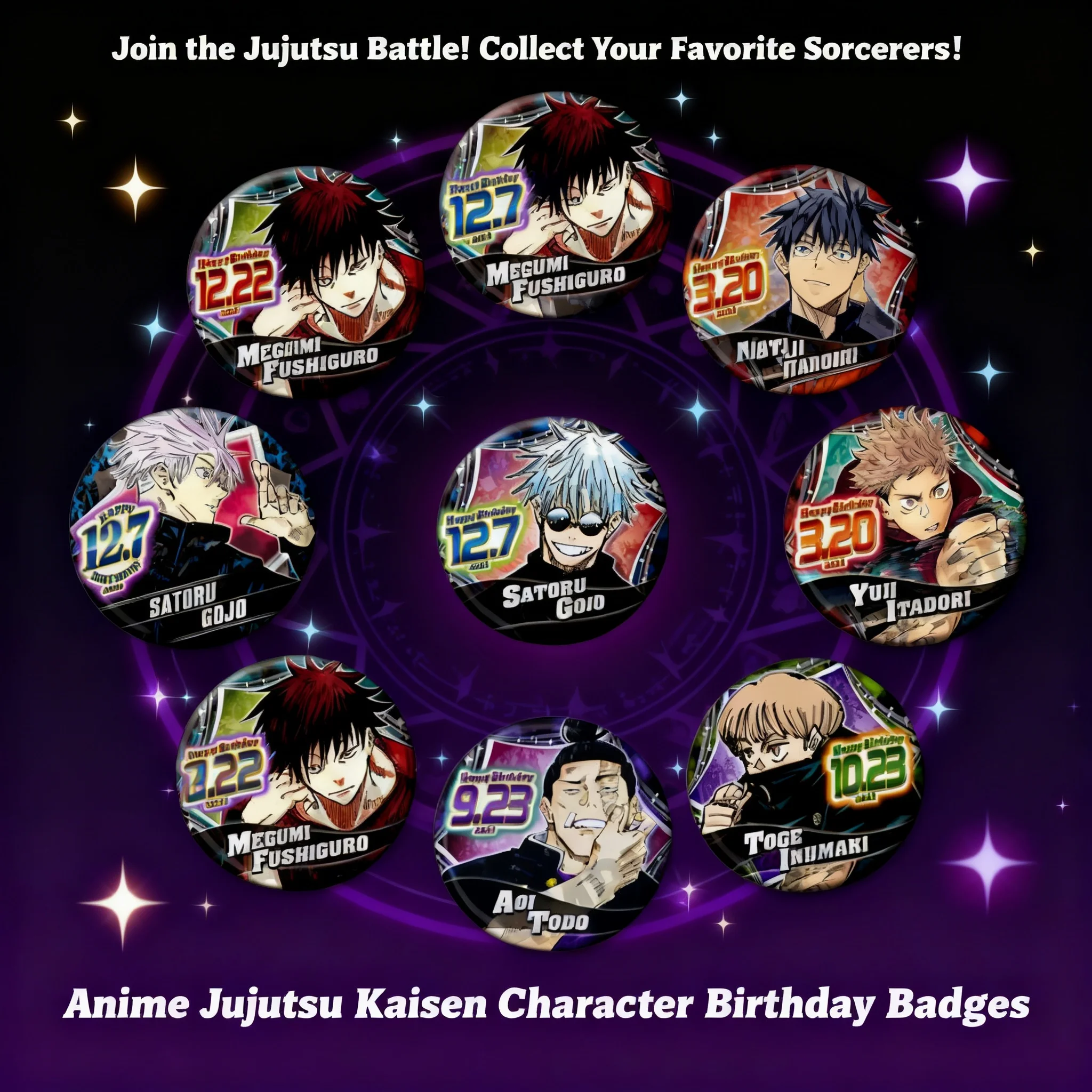 

Jujutsu Kaisen Anime Badge Pin Gojo Satoru Megumi Fushiguro Yuji Itadori Medal Keychain Birthday Gift Bag Accessories Chinese