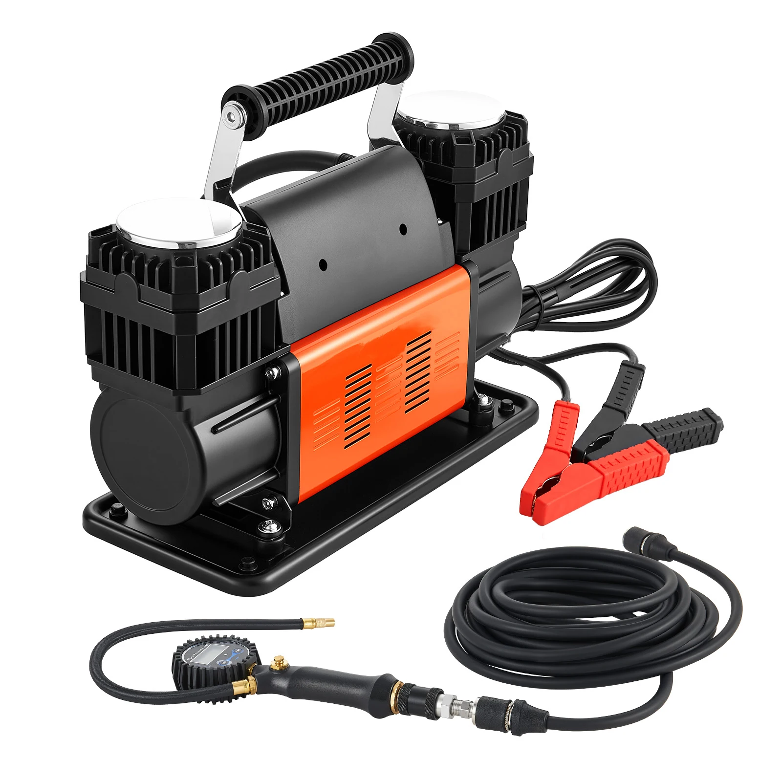 SucceBuy Dual-Cylinder Heavy Duty Air Compressor 10.6CFM Portable Tire Inflator with Adapters for Truck Car SUV 4 x 4 Vehicle RV
