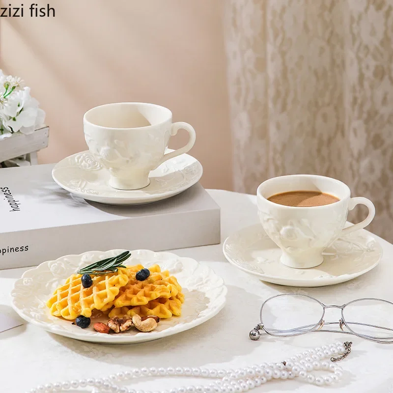 Palace Style Coffee Cup and Plate Set Rose Water Cup Afternoon Teapots Tea Teapot Dessert Plate Kettle Coffee Cups Teaware