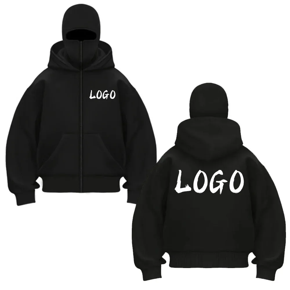Customize Your Logo DIY Autumn and Winter Unisex Fashion Double-layer Hoodie Y2K Casual Loose Zipper Sweatshirt Street Trend Spo