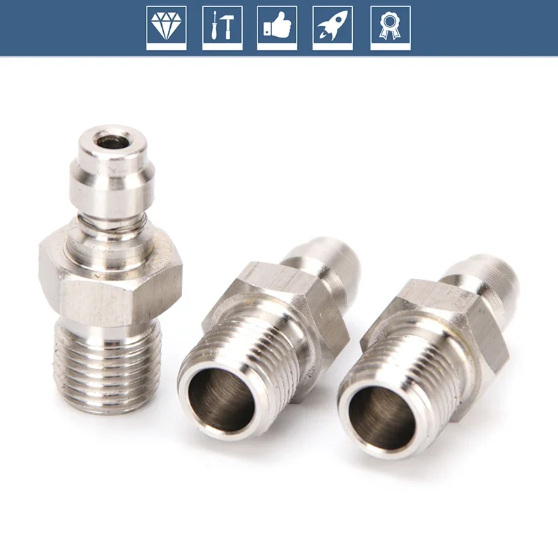 Stainless Steel Quick Coupler M10x1 Thread 8MM Filling Head Plug Adapter Quick Connect Fittings Couplings Air Pumps Parts 3pcs