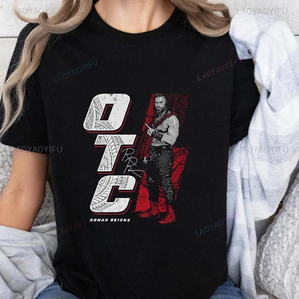 

Футболка с принтом римских переизведений борьбы Top Wrestler Trend Harajuku, мужская и женская рубашка с короткими рукавами, хлопковая футболка с графическим рисунком