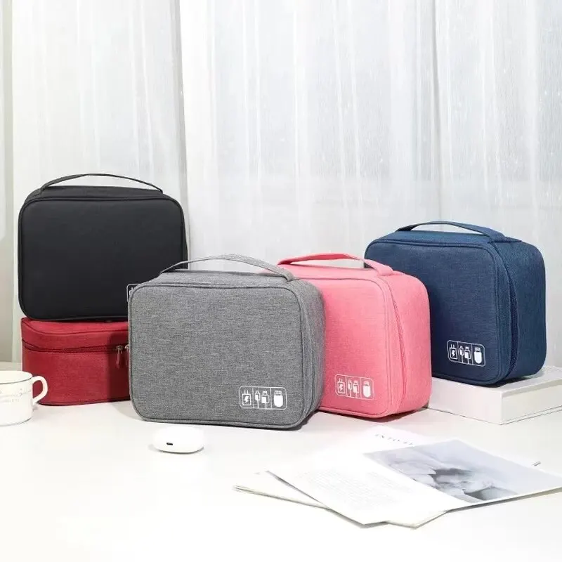 New Travel Digital Data Line Storage Bag Large Capacity Anti-moisture Grid Multi-functional Headphone Charger Finishing-ag