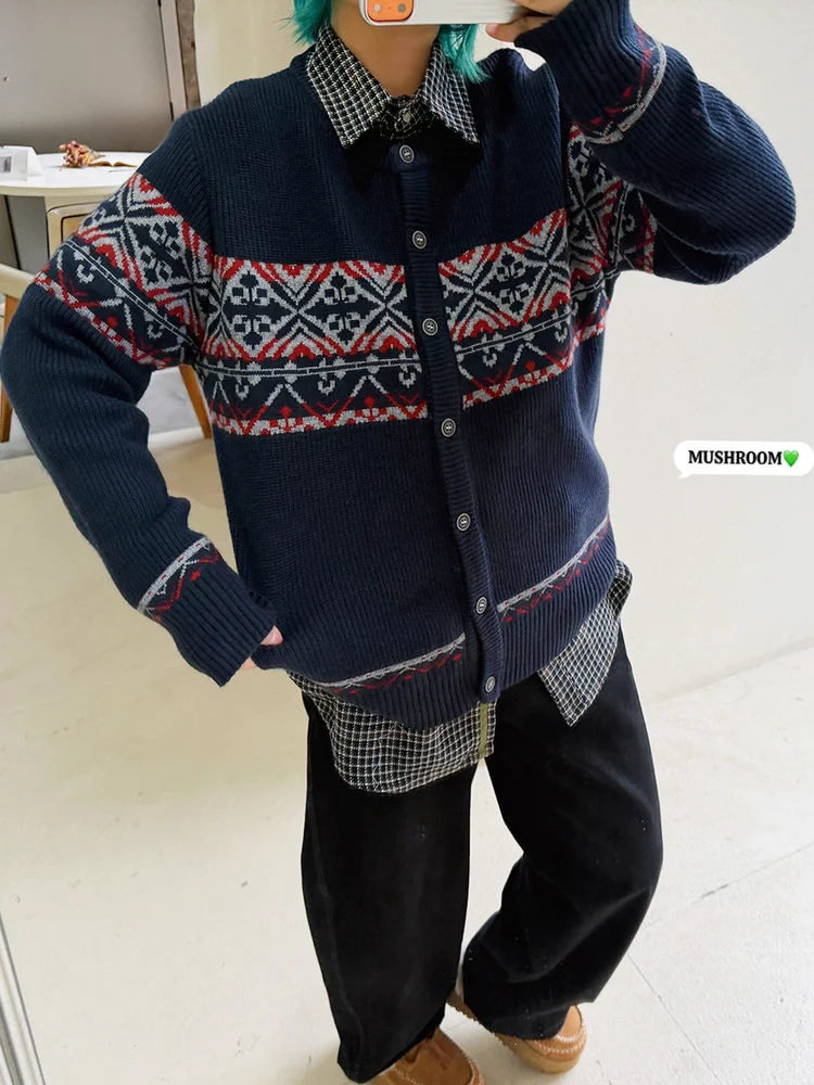 

Musoom Head Miss 2025 Winter New Korean Sle Retro Casual Faion aphite Knitted Open Cardigan Women's Loose Fit V-ne ...