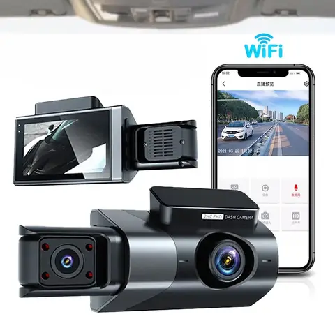대시 캠 모션 감지 자동차 카메라, 대시 블랙 박스 주차 비디오 캠 루프 반전 이미지 Dvr 360 ° 렌즈 회전, WiFi