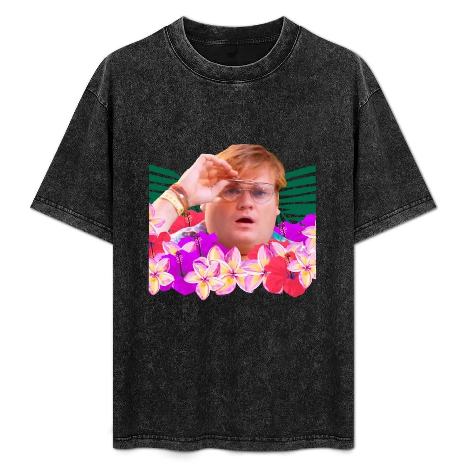 

Chris Farley sunglasses Surprise Hawaii Flowers T-Shirt Aesthetic clothing summer tops graphic shirts T-shirt men