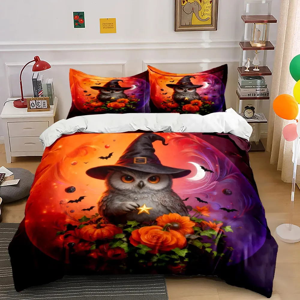 Halloween Decoration Witch Pumpkin Set Soft Comfortable Duvet Cover Bedding Set Included 1*Duvet Cover & 2*Pillowcases, gift