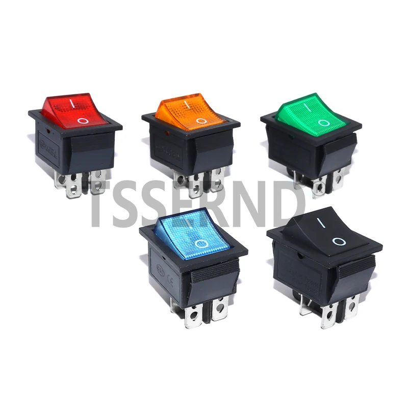5Pcs 16A 250VAC 20A 125VAC KCD4 Latching Rocker Switch Power switch I/O 4 Pins with Light