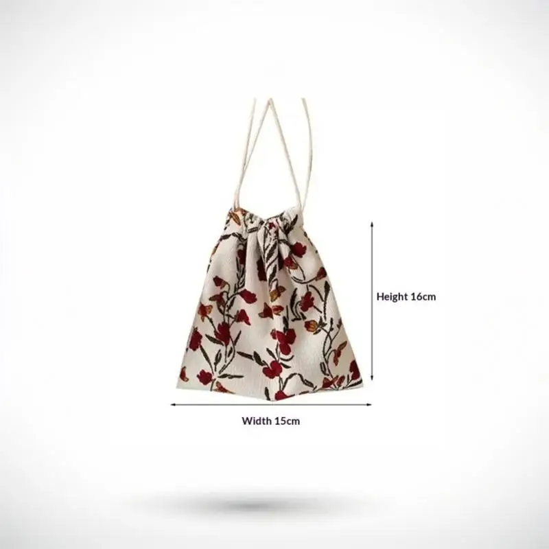 Cute Printed Drawstring Cosmetic Bag Large Capacity Reusable Portable Makeup Pouch for Travel Holiday Gifts for Girls