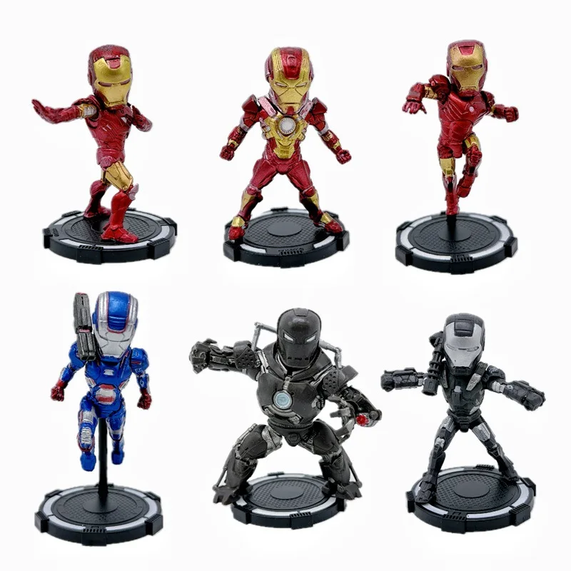 Figuras de acción de los vengadores 4 de Marvel, 6 piezas, WCF, Iron Man, versión q, modelo de colección, regalo para niños