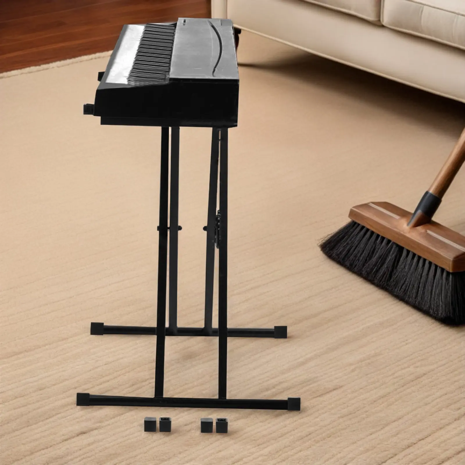 4Sets Keyboard Stand Floor Protector Pads Electronic Piano Leg Caps Double Braced Scratch-Resistant Non-Slip Feet for Digital view 5