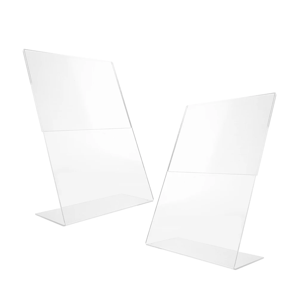

2pcs Acrylic Sign Holder Tabletop Display Stand For Menu Card Poster Banner Cafe Restaurant Wedding Decor Clear