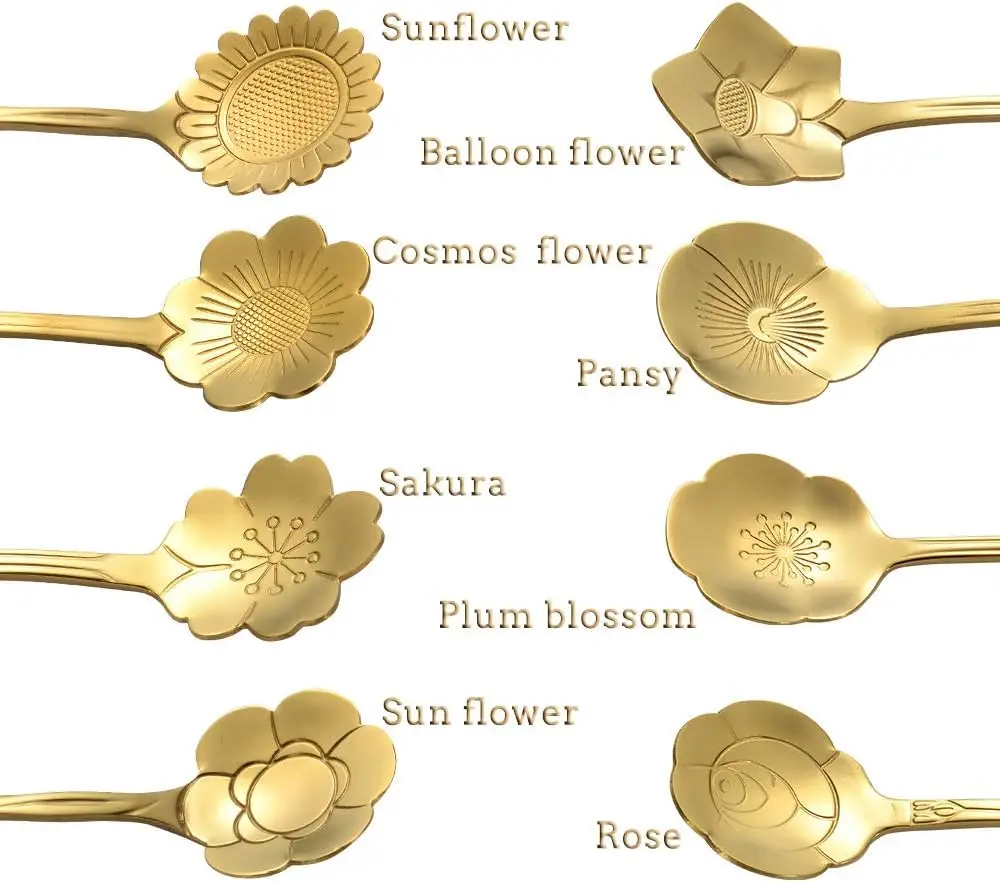 8/16 Pieces Flower Coffee Tea Spoons Stainless Steel Sugar Spoons Tea Party Flower Fancy Tableware Set Stir Bar Kitchenware
