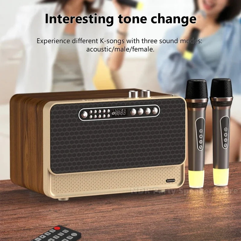 Wooden Wireless Bluetooth Speakers Portable Home Theater Karaoke 30W High Power Heavy Subwoofer Sound System Caixa De Som