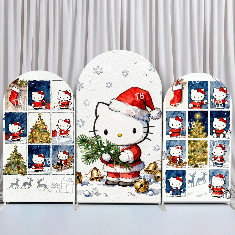 

Sanrio Hello Kitty Christmas Santa Style Arch Backdrop Cover Festive Scene For Kids Birthday Baby Shower Photo Booth Background