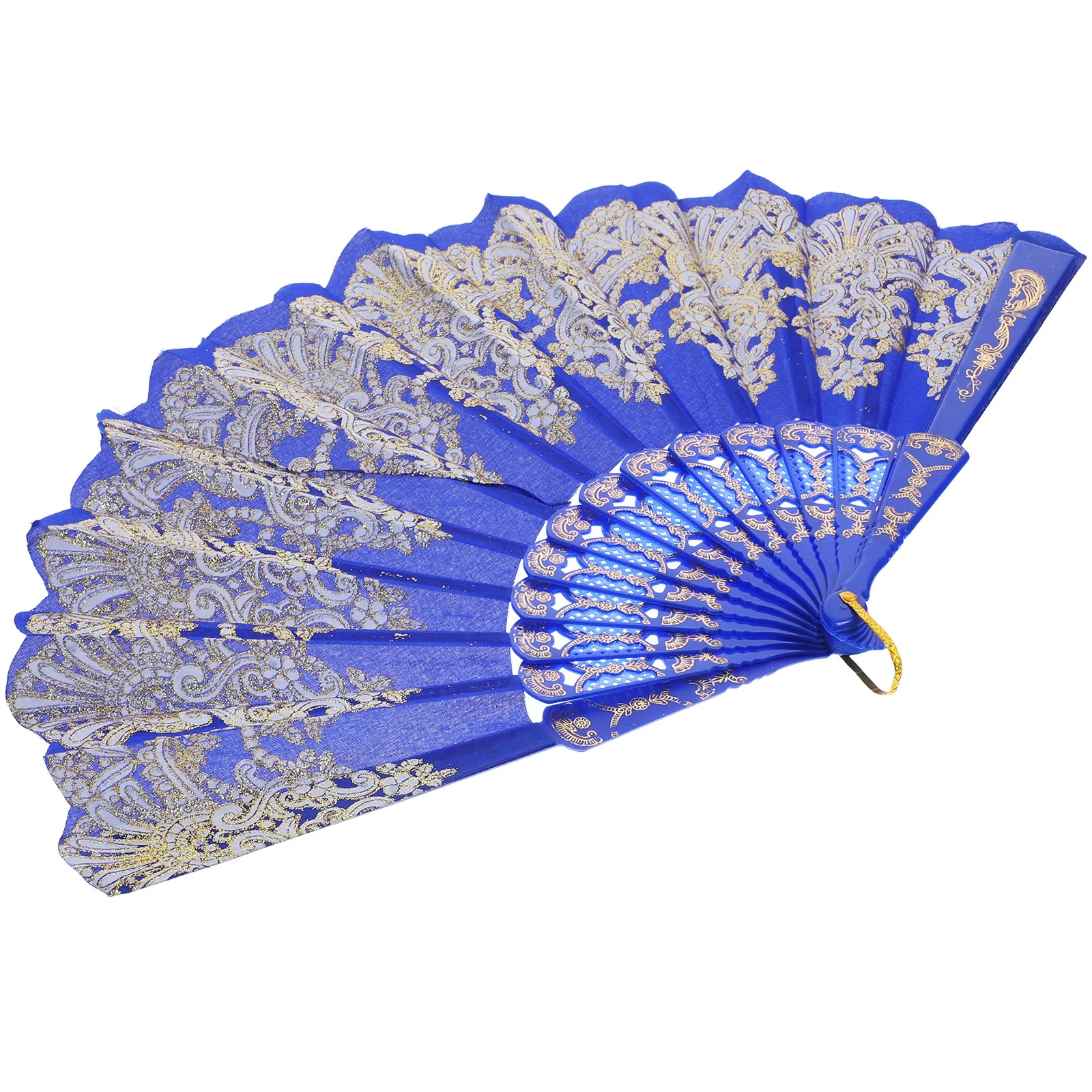 Large Folding Hand Fan Traditional Chinese Style Delicate Elegant Printed Pattern Plastic Fan for Festival Performance Party