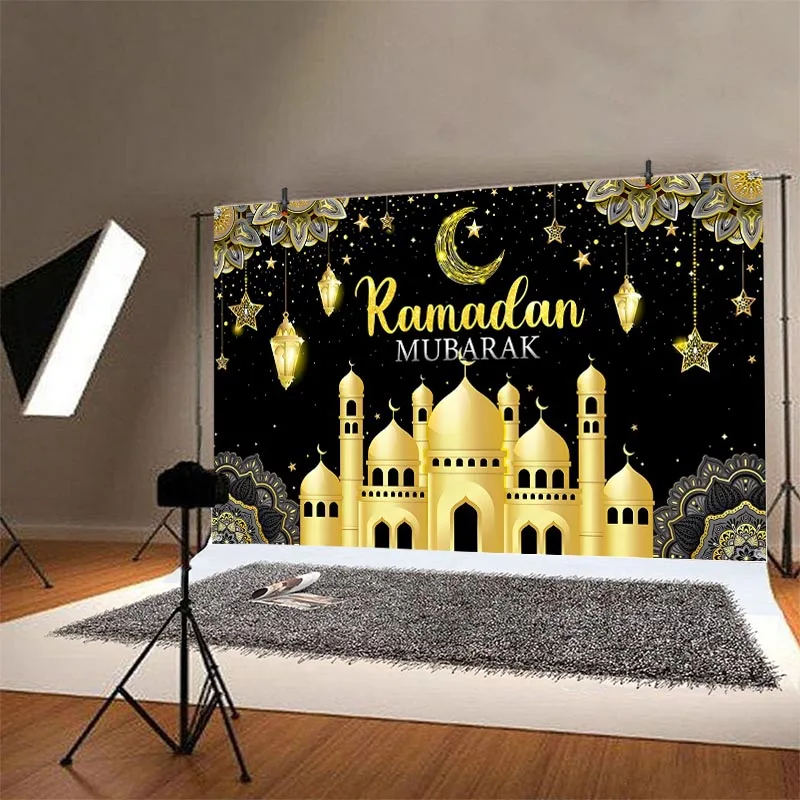 Islam Eid Mubarak Backdrop Eid Al Adha Ramadan Kareem Party Photography Background Photo Studio Props Decoration Banner