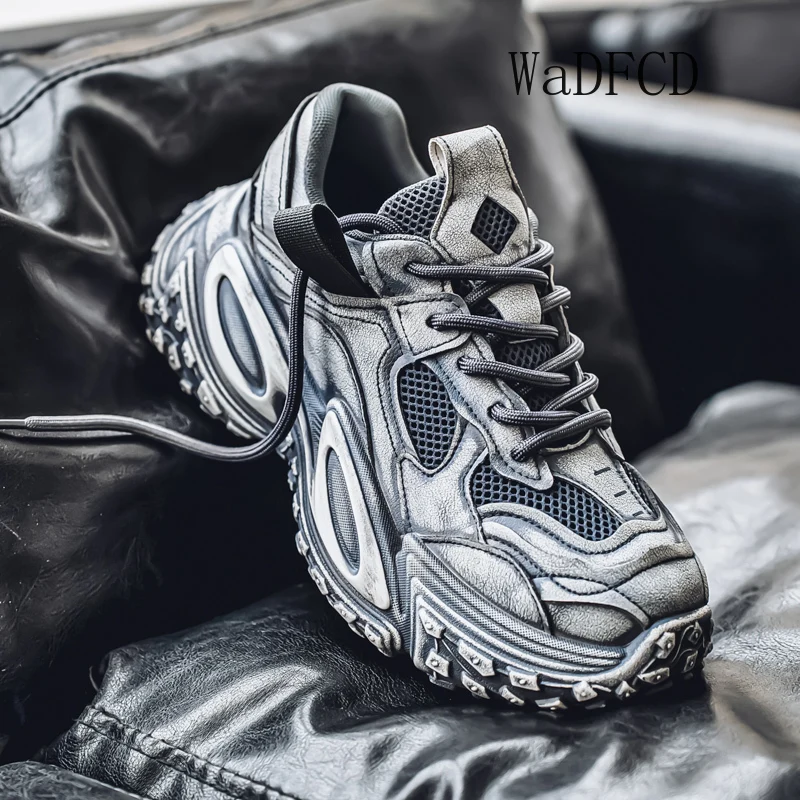 

Chunky Sneaker Plus Size 45 46 Mens Designer Tire Sole Sport Shoes Fashion Casual Leather Fabric Height Increased Platform Shoes